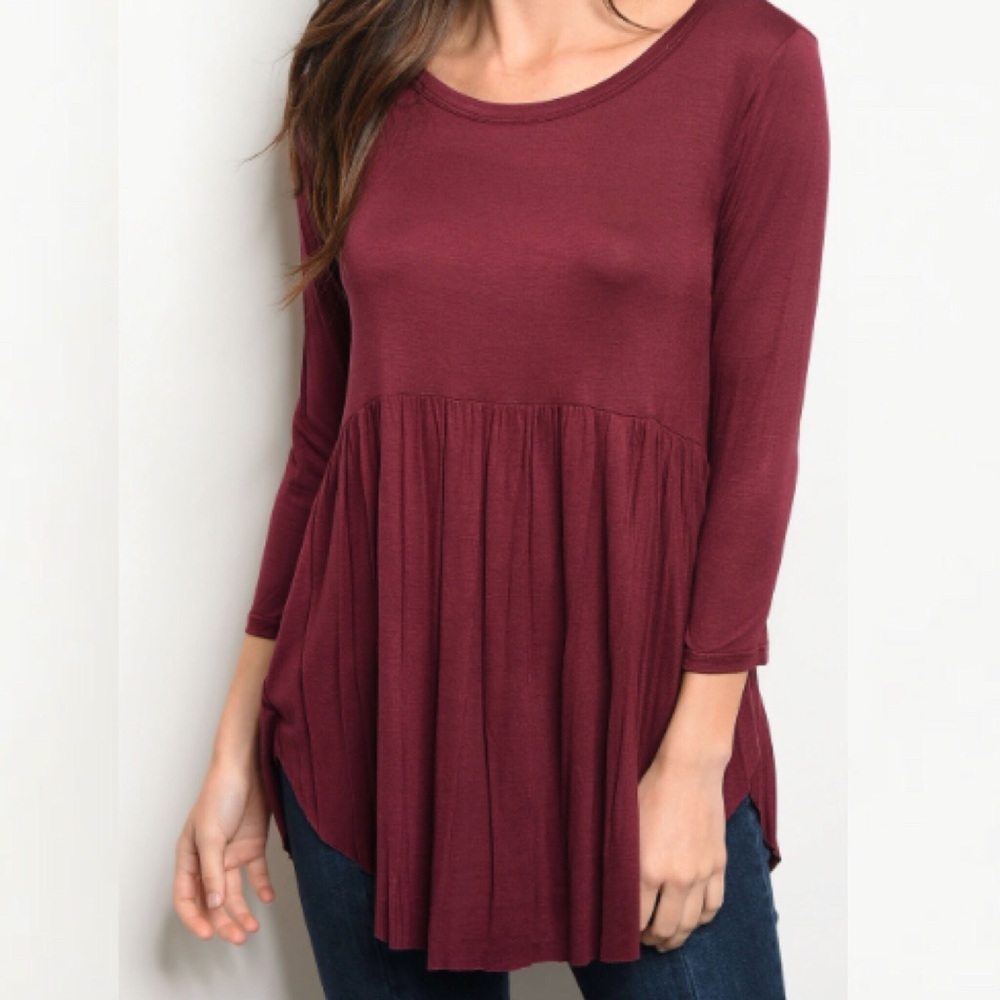 ❤️❗️Last 1! Small Burgundy Babydoll Style Top - Picture 2 of 3